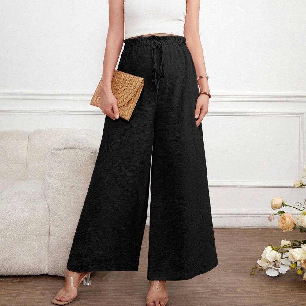 Maternity Solid Stretchy Waist wide leg Pants